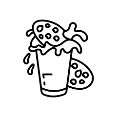Milk And Cookies Outline Icon, Vector illustration