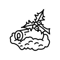 Yule Log Outline Icon, Vector illustration