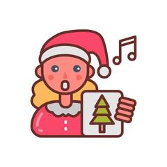 Singing Carols Filled Icons , Vector illustration