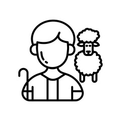 Shepherd Outline Icon, Vector illustration