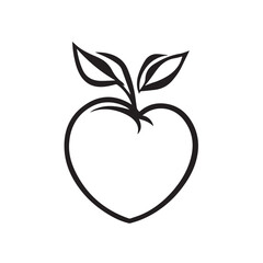Peaches In cartoon, hand-drawn flat style. image for social media, websites and UI. Isolated 2D vector design in logo, icon, sketch style, simple line vector, single color. AI Generative Art.