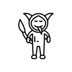 Krampus Outline Icon, Vector illustration