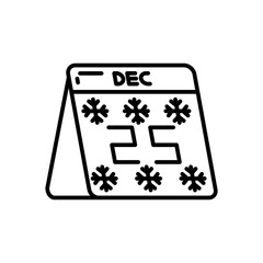 25 December Outline Icon, Vector illustration