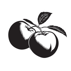 Peaches In cartoon, hand-drawn flat style. image for social media, websites and UI. Isolated 2D vector design in logo, icon, sketch style, simple line vector, single color. AI Generative Art.