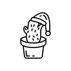 Christmas Cactus Outline Icon, Vector illustration