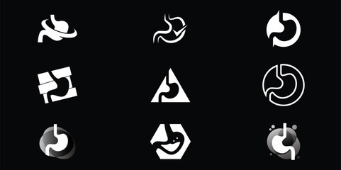 Set of Stomach logo. Simple vector logo design for medical human health.