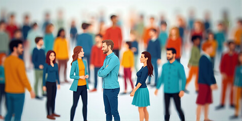 Obraz premium Illustrative representation of the diversity of different people colored silhouettes of human persons
