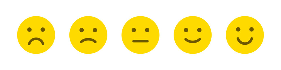 Bewertung mit emotionen von unzufrieden bis glücklich vektor symbole