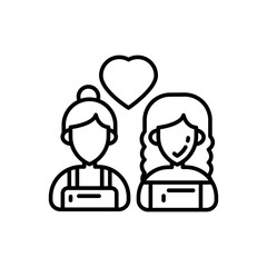 Friends Outline Icon, Vector illustration