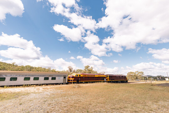 The iconic 'Southern Aurora' passenger train stopped at remote Ben Bullen Station