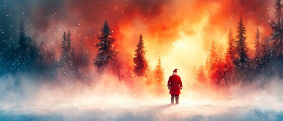 Fototapeta premium Enchanted Scene at the North Pole with Mythical Figure