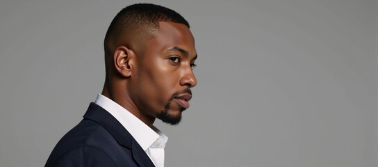 Obraz premium A photorealistic portrait featuring a young African American male individual