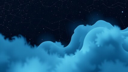 Abstract blue clouds in a starry sky