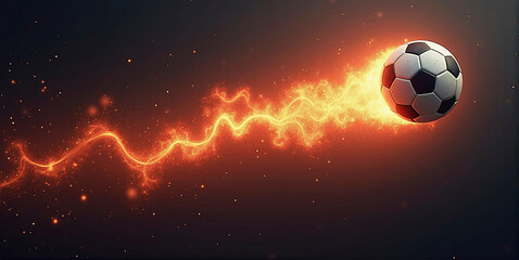 Naklejka premium Illustrative representation of a fast and burning soccer ball ,dynamics, tension and energy in the game of soccer
