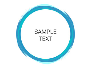 Blue Paint Brush Stroke Circle Isolated On White Background.  Decoration. Vector Illustration