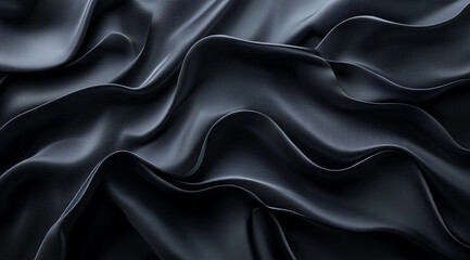 Obraz premium Black background, a three-dimensional abstract pattern with flowing lines and curves, creating an elegant atmosphere 