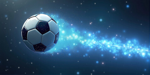 Fototapeta premium Illustrative representation of a fast and burning soccer ball ,dynamics, tension and energy in the game of soccer