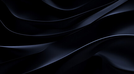 Obraz premium Black background, a three-dimensional abstract pattern with flowing lines and curves, creating an elegant atmosphere 
