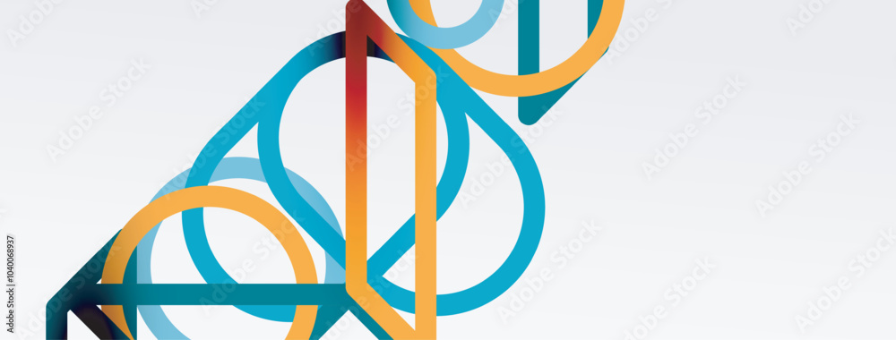 Poster Abstract background - colorful circle lines technology or business digital template