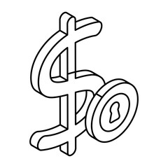 Creative design icon of secure dollar