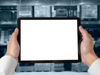 White empty screen on modish computer for your design mock up on the monitor display