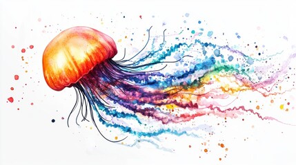 Obraz premium Beautiful jellyfish closeup view. Artistic illustration