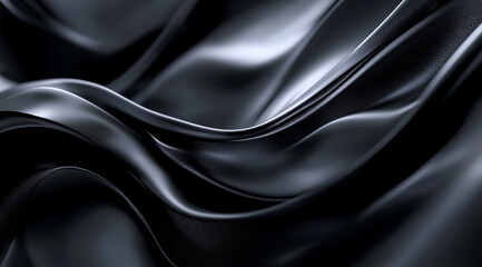 Obraz premium Black background, a three-dimensional abstract pattern with flowing lines and curves, creating an elegant atmosphere 