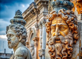 Fototapeta premium Macro Photography of Ancient Sculptures in Siracusa, Sicily – Captivating Details of Historical Artistry