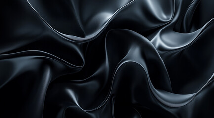 Fototapeta premium Black background, a three-dimensional abstract pattern with flowing lines and curves, creating an elegant atmosphere 