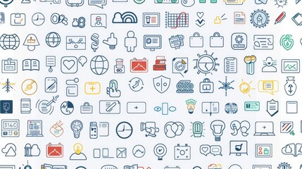 Explore a diverse vector collection of 576 thin line web icons representing various industries and activities for modern digital use