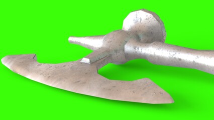 butcher poleaxe with green background