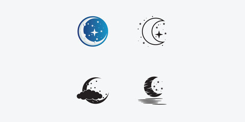 Set of Moon logo design template. Crescent moon logo.