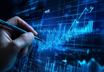 Analyzing financial data on a digital graph display with pen