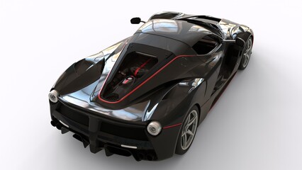 dark black color super car white background