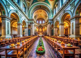 Majestic Aisle in St Paul's Cathedral Interior with Altar Focus - Stunning Food Photography Inspiration