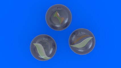 Glass Marbles with blue background