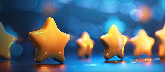 Customer feedback and ratings on service quality through an online survey with a five star review and comments influence business reputation and ranking shown in a copy space image