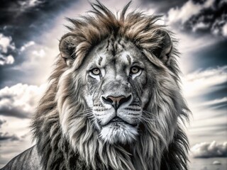 Fototapeta premium Majestic Lion Head Illustration with Vibrant Colors and High Depth of Field for Wildlife Enthusiasts and Nature Lovers