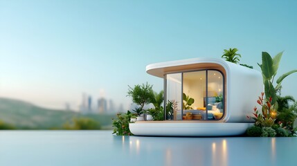 Eco Friendly and Sustainable Futuristic Micro House with Minimalist Contemporary Architecture Design 3D