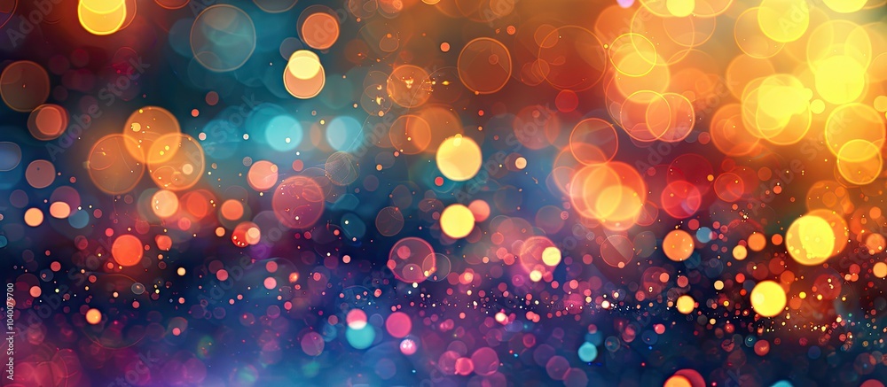 Poster background with blurred colorful abstract bokeh lights creating a copy space image
