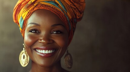 Smiling African woman, online business interface