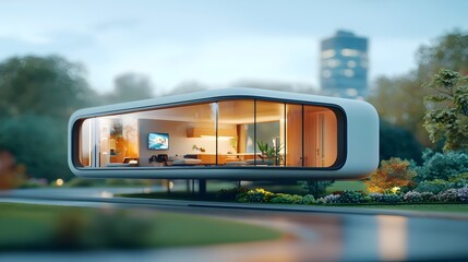 Futuristic Miniature House with Minimalist Open Concept Architecture   3D of a Modern Residential Building Design Concept for the Future