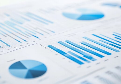 Blue tone financial data charts for business analysis and reporting - Powered by Adobe
