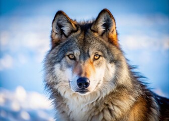 Obraz premium Majestic Timber Wolf Portrait in Winter Snow - Captivating Silhouette Photography of Canis lupus on White Background