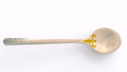 silver spoon with white background