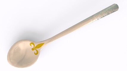 silver spoon with white background