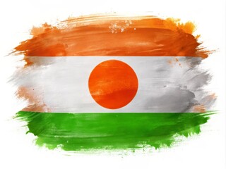 Celebrating Niger's Independence Day with Silhouette Photography of National Flag on Artistic Brush Stroke Background