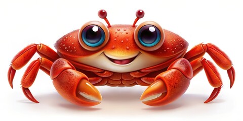 Colorful Red Crab with Friendly Expression and Big Eyes