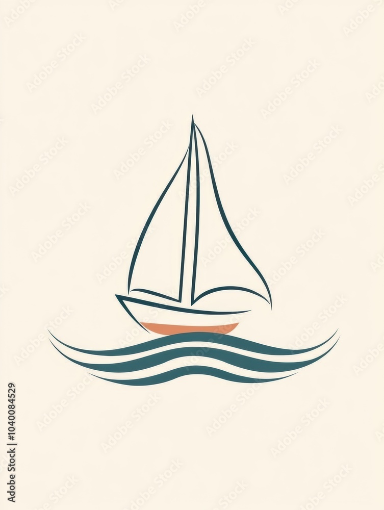 Poster the sailboat navigates peacefully through tranquil waves, embodying serenity and adventure on the op