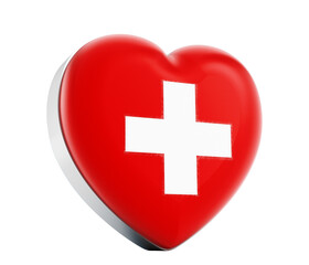 Obraz premium I love Switzerland heart badge isolated on transparent background.